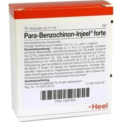 PARA BENZOCHINON Ampoules Injeel Forte, 10 pc