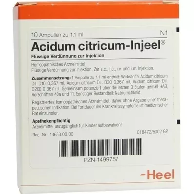 ACIDUM CITRICUM INJEEL Ampoules, 10 pc