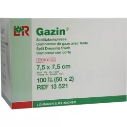 GAZIN Compresses fendues 7,5x7,5 cm stériles 8 fois, 50x2 pièces
