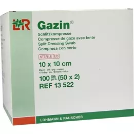 GAZIN Compresses fendues 10x10 cm stériles 8 fois, 50x2 pièces