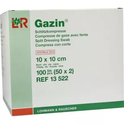 GAZIN Compresses fendues 10x10 cm stériles 8 fois, 50x2 pièces GAZIN Compresses fendues 10x10 cm stériles 8 fois, 50x2 pièces