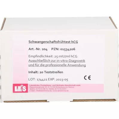 SCHWANGERSCHAFTS-FRÜHTEST bandelettes de test hCG urine, 20 pc SCHWANGERSCHAFTS-FRÜHTEST bandelettes de test hCG urine, 20 pc