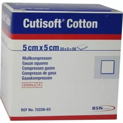 CUTISOFT Coton compr.5x5 cm stérile, 25X2 pc CUTISOFT Coton compr.5x5 cm stérile, 25X2 pc