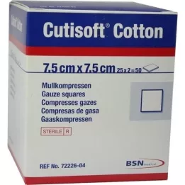 CUTISOFT Coton compr.7,5x7,5 cm stérile, 25X2 pc