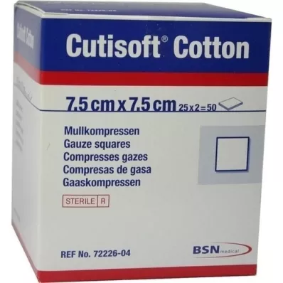 CUTISOFT Coton compr.7,5x7,5 cm stérile, 25X2 pc