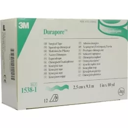 DURAPORE Plâtre de soie, rouleau de 2,5 cm x 9,1 m, 12 pièces