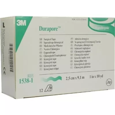DURAPORE Plâtre de soie, rouleau de 2,5 cm x 9,1 m, 12 pièces DURAPORE Plâtre de soie, rouleau de 2,5 cm x 9,1 m, 12 pièces