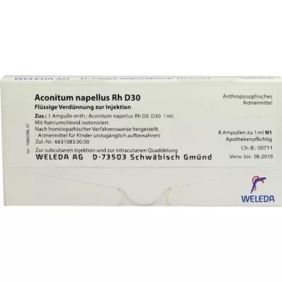ACONITUM NAPELLUS Rh D 30 ampoules, 8X1 ml