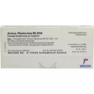 ARNICA PLANTA Total Rh D 30 ampoules, 8 x 1 ml ARNICA PLANTA Total Rh D 30 ampoules, 8 x 1 ml