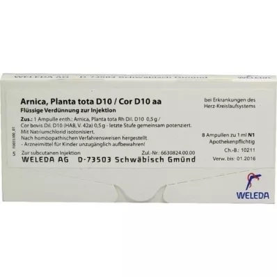 ARNICA PLANTA ampoules tota D 10/Cor D 10 aa, 8X1 ml