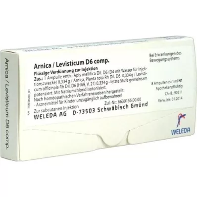 ARNICA/LEVISTICUM D 6 ampoules complètes, 8 x 1 ml