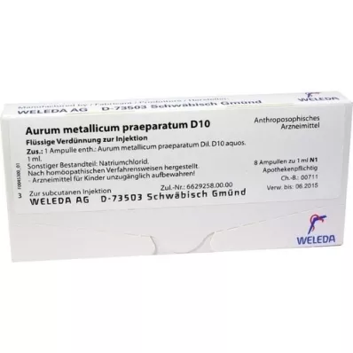 AURUM METALLICUM PRAEPARATUM D 10 ampoules, 8 pc AURUM METALLICUM PRAEPARATUM D 10 ampoules, 8 pc