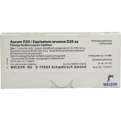 AURUM D 30/Equisetum arvense D 20 ampoules aa, 8X1 ml