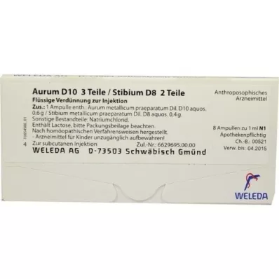AURUM D 10/Stibium D 8 ampoules, 8X1 ml AURUM D 10/Stibium D 8 ampoules, 8X1 ml