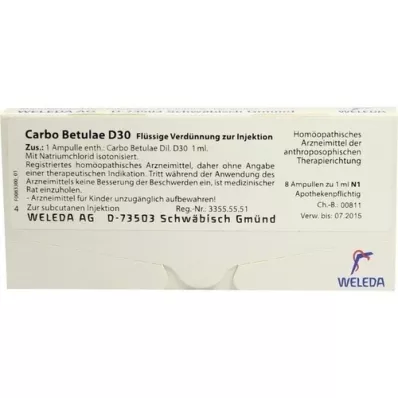 CARBO BETULAE D 30 ampoules, 8X1 ml