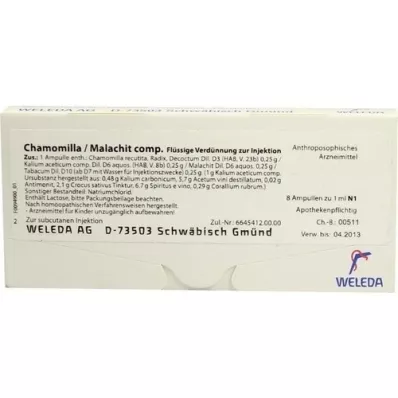 CHAMOMILLA/MALACHIT comp. ampoules, 8X1 ml CHAMOMILLA/MALACHIT comp. ampoules, 8X1 ml