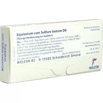 EQUISETUM CUM Soufre tostum D 6 ampoules, 8X1 ml EQUISETUM CUM Soufre tostum D 6 ampoules, 8X1 ml