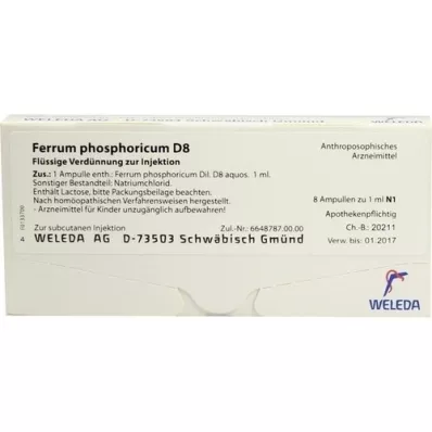 FERRUM PHOSPHORICUM D 8 ampoules, 8X1 ml