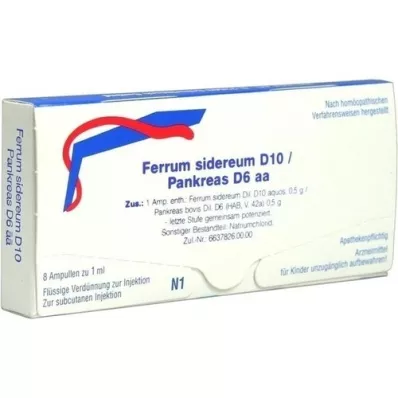FERRUM SIDEREUM D 10/Pancréas D 6 ampoules aa, 8X1 ml