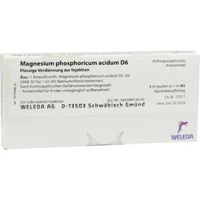 MAGNESIUM PHOSPHORICUM ACIDUM D 6 ampoules, 8X1 ml