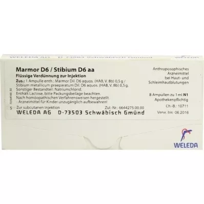 MARMOR Ampoules D 6/Stibium D 6 aa, 8X1 ml MARMOR Ampoules D 6/Stibium D 6 aa, 8X1 ml