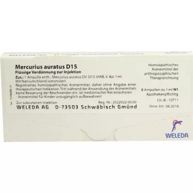 MERCURIUS AURATUS D 15 ampoules, 8X1 ml