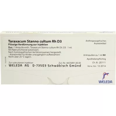 TARAXACUM STANNO cultum RH D 3 ampoules, 8X1 ml