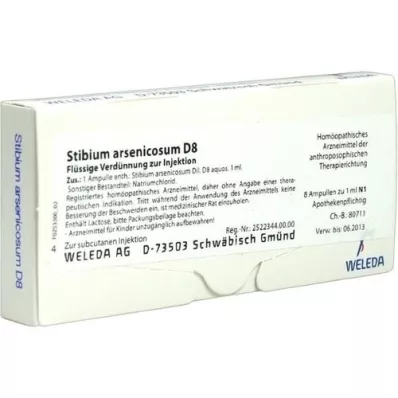 STIBIUM ARSENICOSUM D 8 ampoules, 8X1 ml