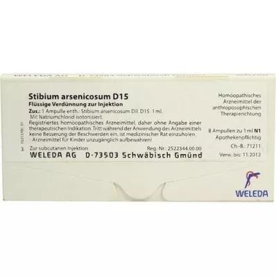 STIBIUM ARSENICOSUM D 15 ampoules, 8X1 ml