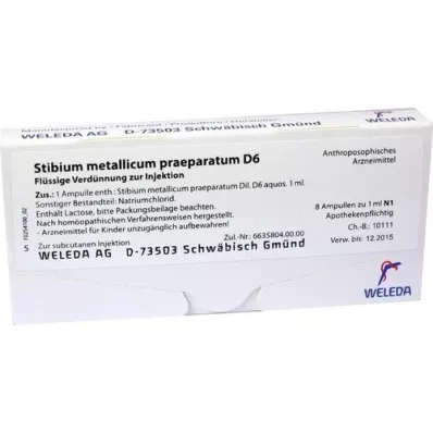 STIBIUM METALLICUM PRAEPARATUM D 6 ampoules, 8X1 ml