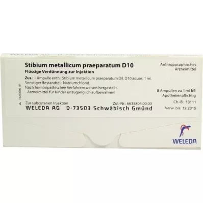 STIBIUM METALLICUM PRAEPARATUM D 10 ampoules, 8X1 ml
