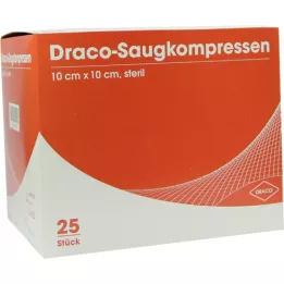 SAUGKOMPRESSEN stérile 10x10 cm Draco, 25 pc
