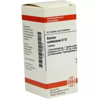 BARIUM CARBONICUM D 12 comprimés, 80 pc BARIUM CARBONICUM D 12 comprimés, 80 pc