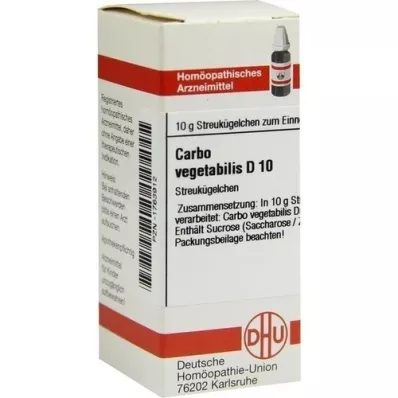CARBO VEGETABILIS D 10 globules, 10 g