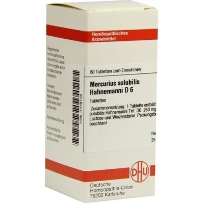MERCURIUS SOLUBILIS Hahnemanni D 6 comprimés, 80 pc
