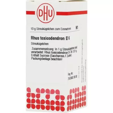 RHUS TOXICODENDRON D 6 globules, 10 g RHUS TOXICODENDRON D 6 globules, 10 g