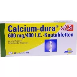 CALCIUM DURA Vit D3 600 mg/400 UI comprimés à croquer, 50 pc