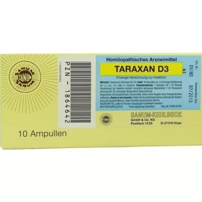 TARAXAN D 3 ampoules injectables, 10X1 ml TARAXAN D 3 ampoules injectables, 10X1 ml