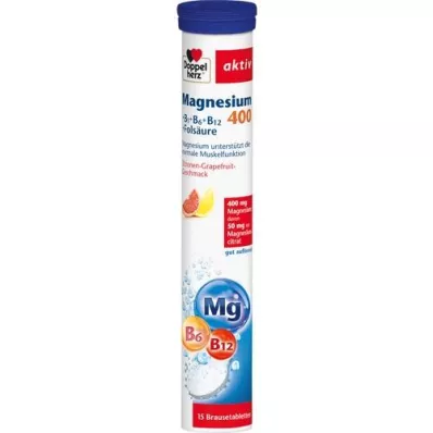 DOPPELHERZ Magnésium 400+B1+B6+B12+Acide folique BTA, 15 pc