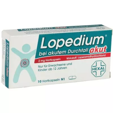 LOPEDIUM aiguë pour les capsules dures de diarrhée aiguë, 10 pc