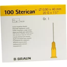 STERICAN Canules Luer-Lok 0,90x40 mm taille 1 jaune, 100 pièces