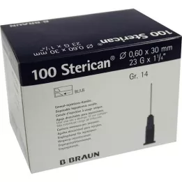 STERICAN Canules Luer-Lok 0,60x30 mm taille 14 bleues, 100 pièces