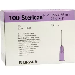STERICAN Canules Luer-Lok 0,55x25 mm taille 17 violet, 100 pièces