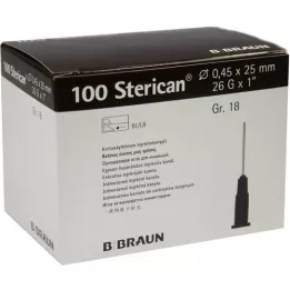 STERICAN Canules Luer-Lok 0,45x25 mm taille 18 marron, 100 pièces