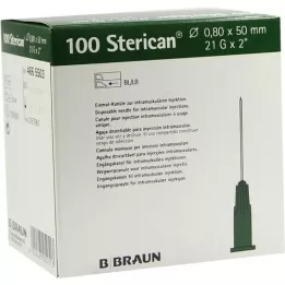 STERICAN Canules 21 Gx2 0,8x50 mm, 100 pièces