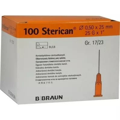 STERICAN Boîte dentaire Luer 0,5x25 mm, 100 pc