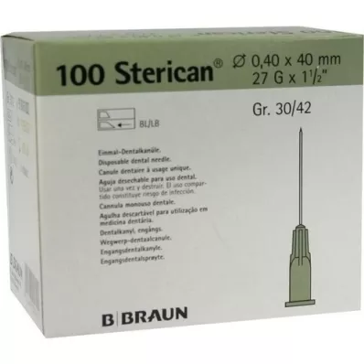 STERICAN Boîte dentaire Luer 0,4x40 mm, 100 pc STERICAN Boîte dentaire Luer 0,4x40 mm, 100 pc