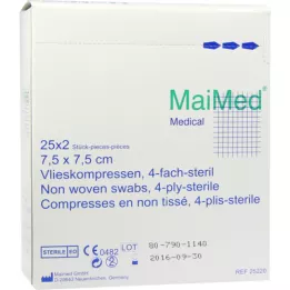 VLIESKOMPRESSEN 7,5x7,5 cm stérile, 25X2 pc