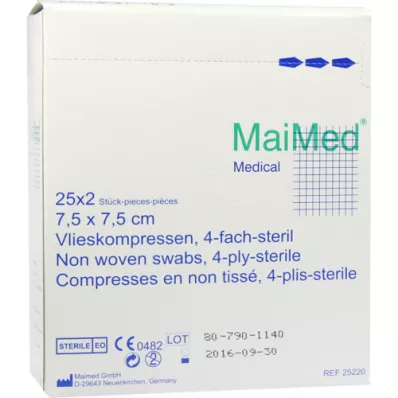 VLIESKOMPRESSEN 7,5x7,5 cm stérile, 25X2 pc