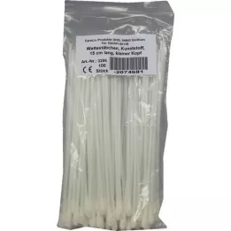 WATTESTÄBCHEN Petite tête en plastique 15 cm, 100 pièces